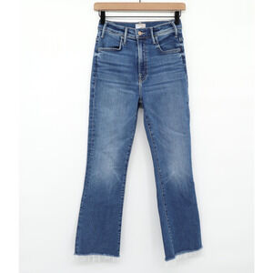 Mother Women's The Hustler Ankle Fray Jeans Grasping At Straws Blue Sz 25